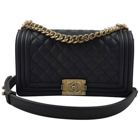 chanel boy bag gold cream black|Chanel boyfriend bag.